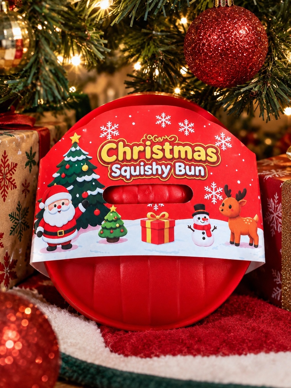 Christmas Mystery Light-Up Squishy Bun – Slow Rising Sensory Toy